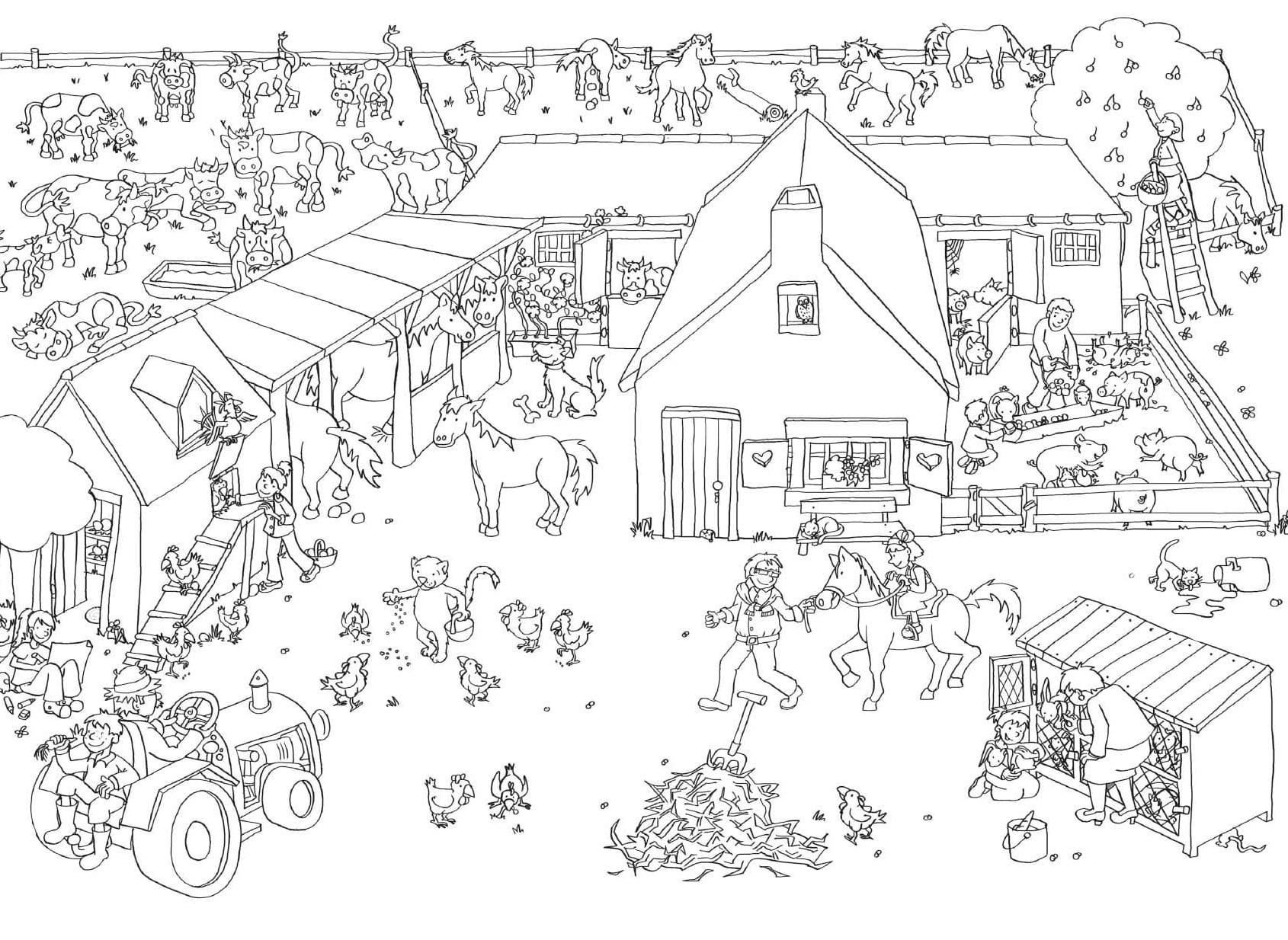 Ферма рисунок для детей раскраска (49 фото)