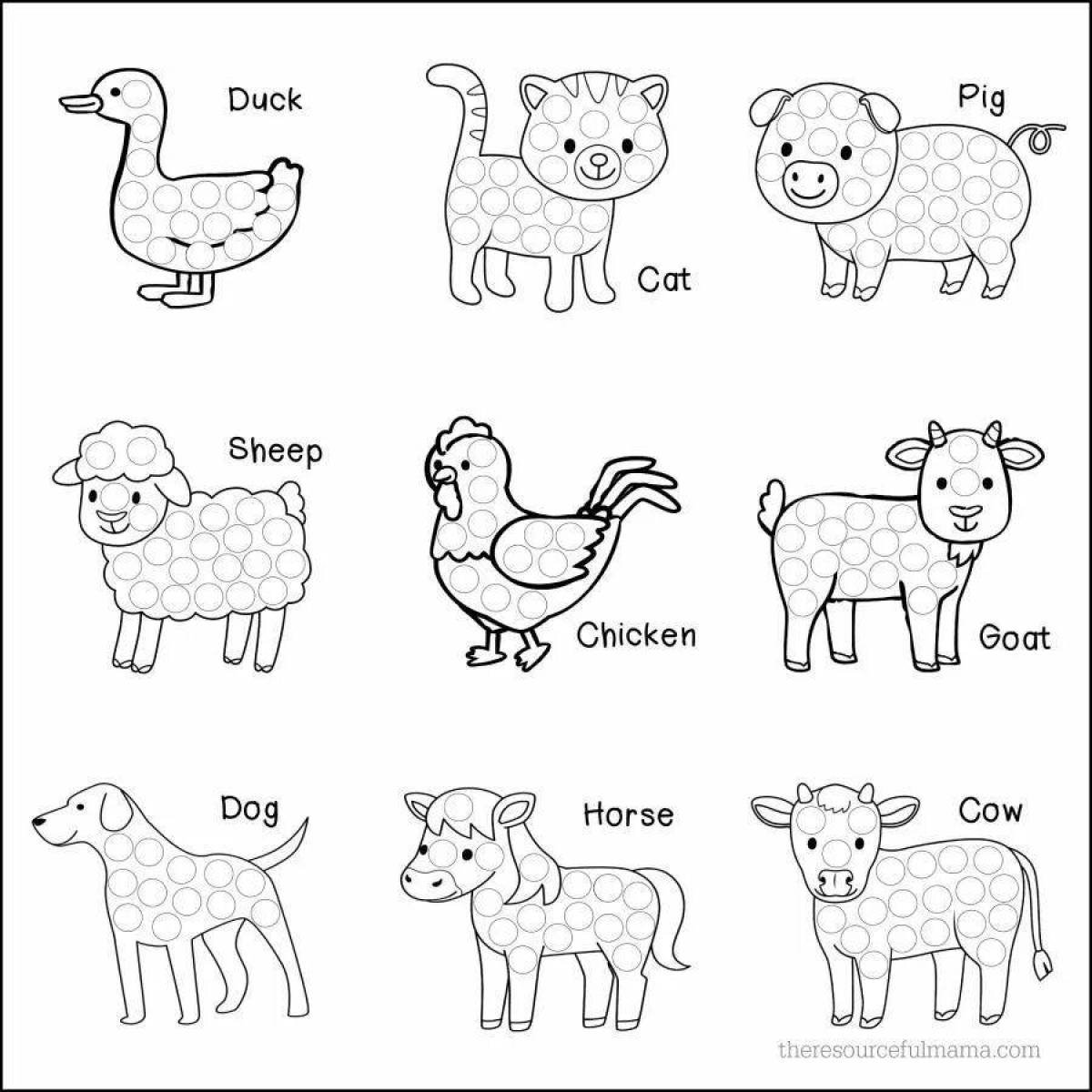 Раскраски: животные на английском языке