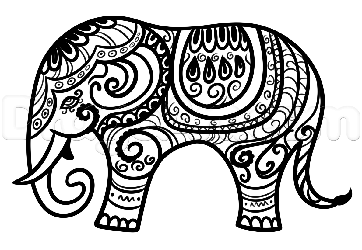 Индийский слон рисунок - 69 фото