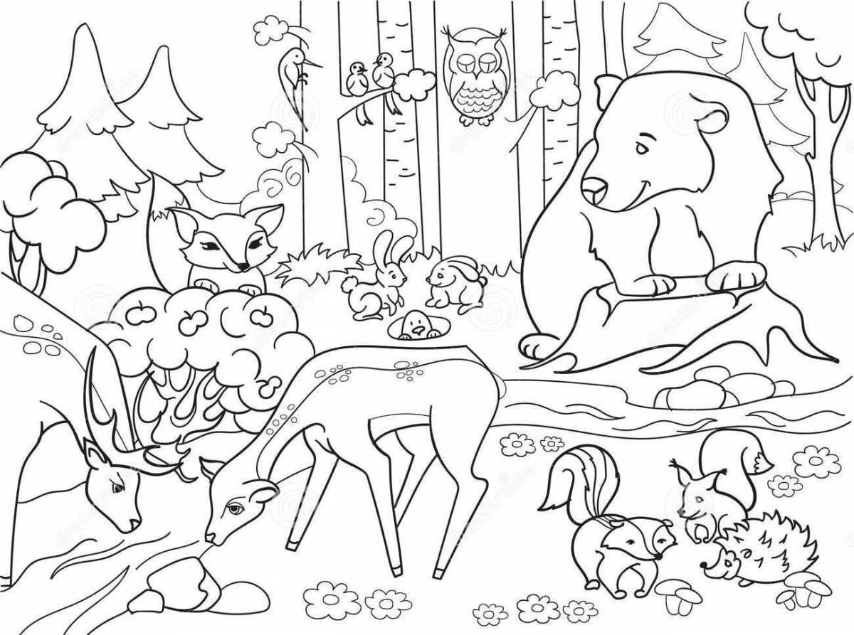 Раскраска онлайн Животные леса бесплатно