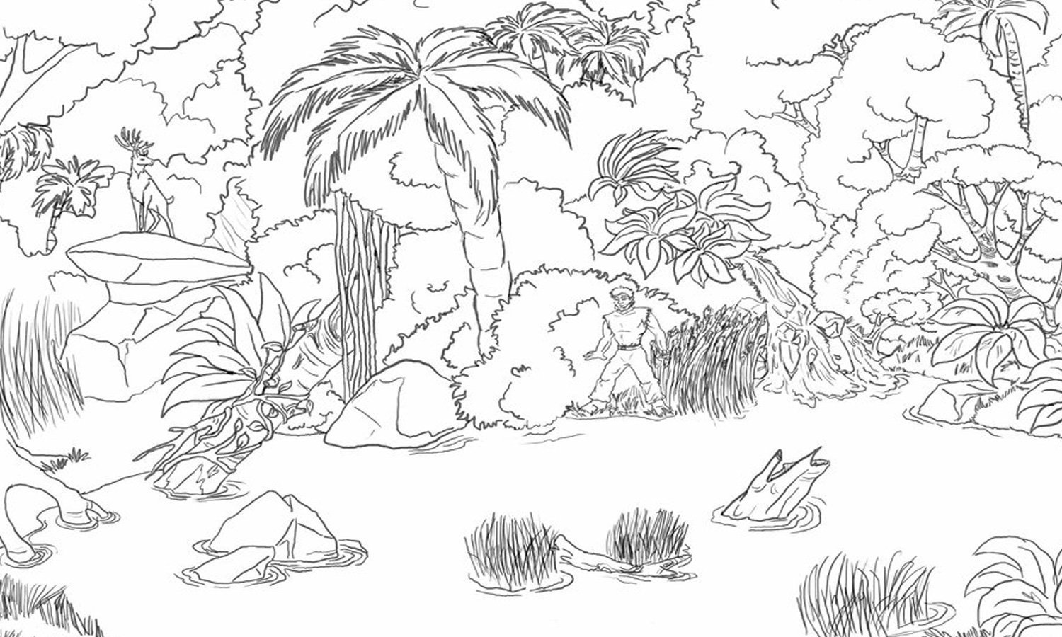 Рисунок джунгли карандашом