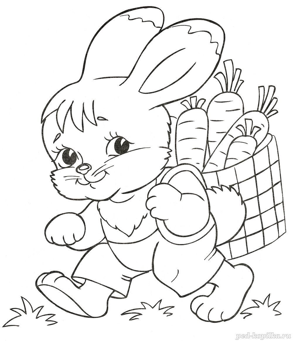 Зайцы, зайчики и кролики - раскраски для детей распечатать