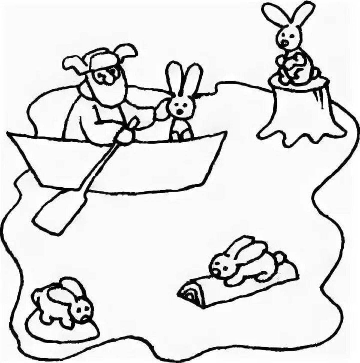 Простые рисунки «Дед Мазай и зайцы» для рисования