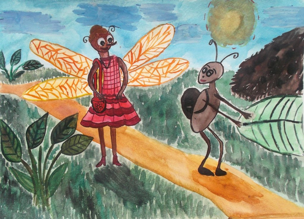 Детский рисунок стрекоза и муравей - 72 фото