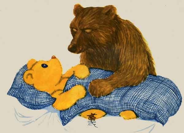 С медведями не расставайтесь. Сонный Медвежонок. Медвежонок с мамой.