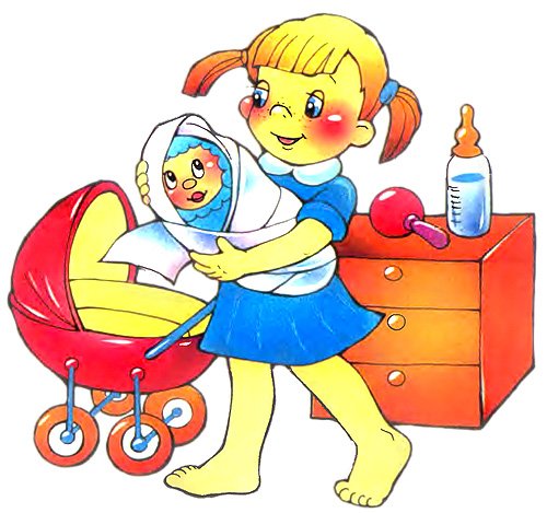 Девочка укачивает куклу