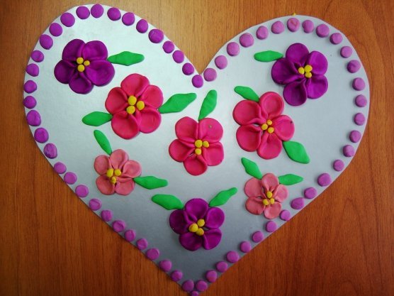 Лепка цветы сердечки
