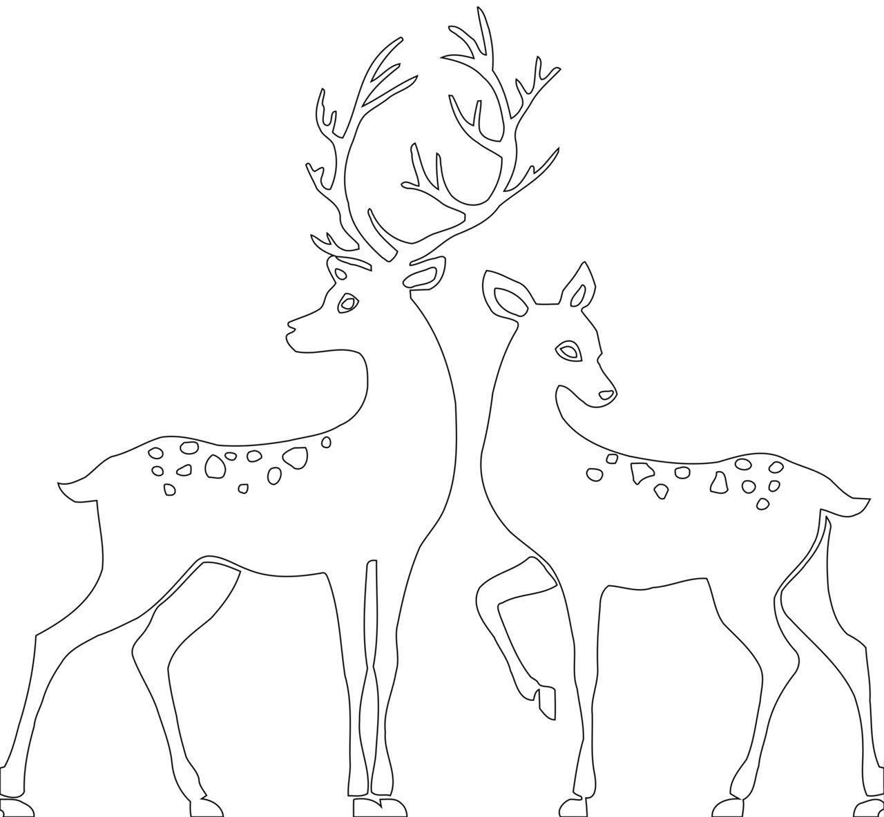 Раскраска новогодние олени в упряжке распечатать