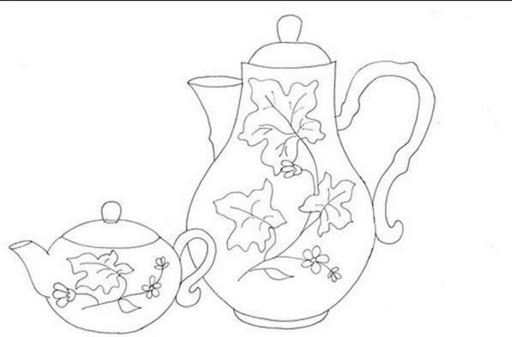 Сервиз чайный форма тюльпан рисунок Перо Павлина, 14 предметов на 6 персон