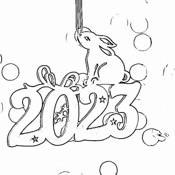 Трафарет на окна новый год 2023 кролик
