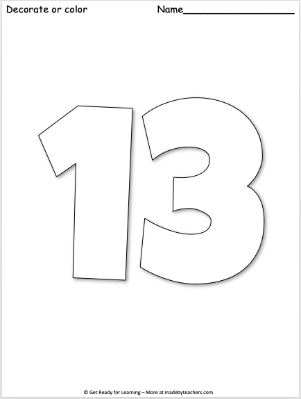 Цифра 13 раскраска