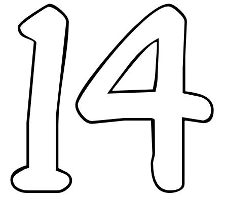 Цифра 14 черно белая