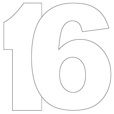 Цифра 16 трафарет для торта