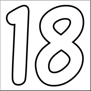 Цифра 18 трафарет