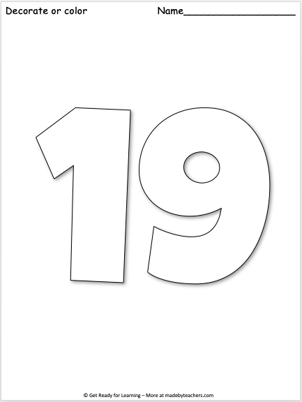 Цифра 19 трафарет