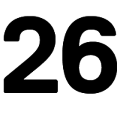 Цифра 26 на белом фоне