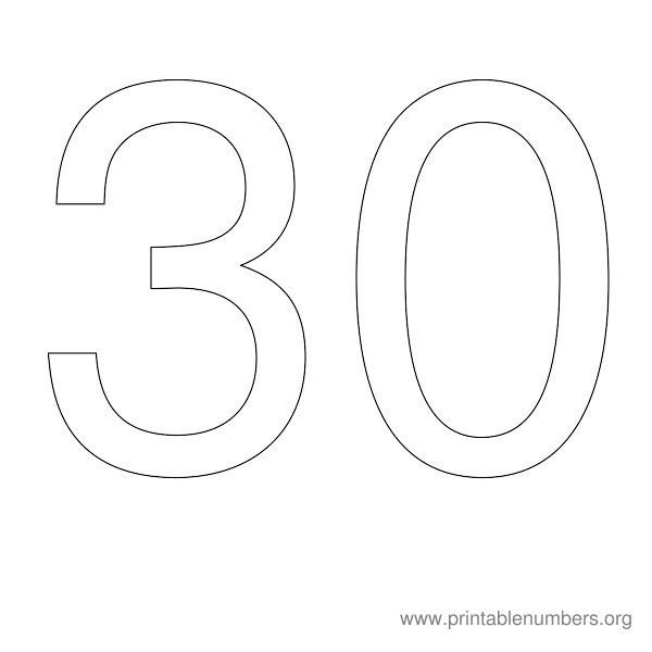 Цифра 30 трафарет