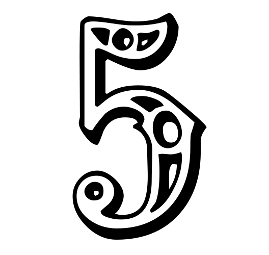 Вытынанки цифра 5