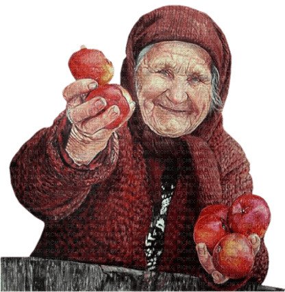 Старуха с яблоком