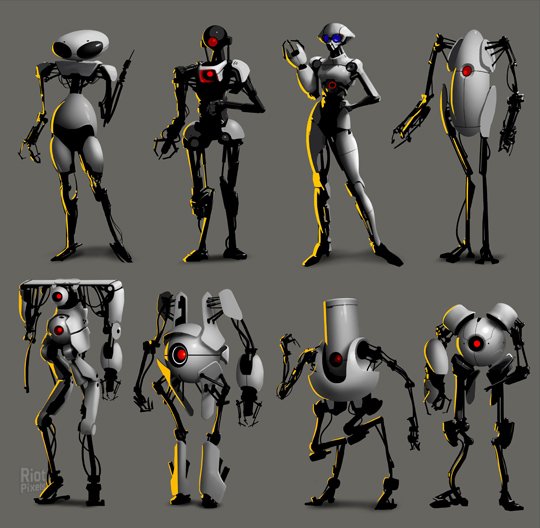 Portal 2 роботы арт концепт