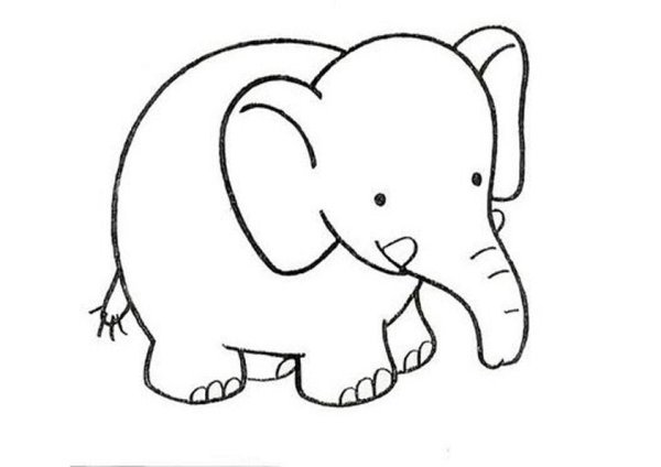 Слоненок контурный рисунок