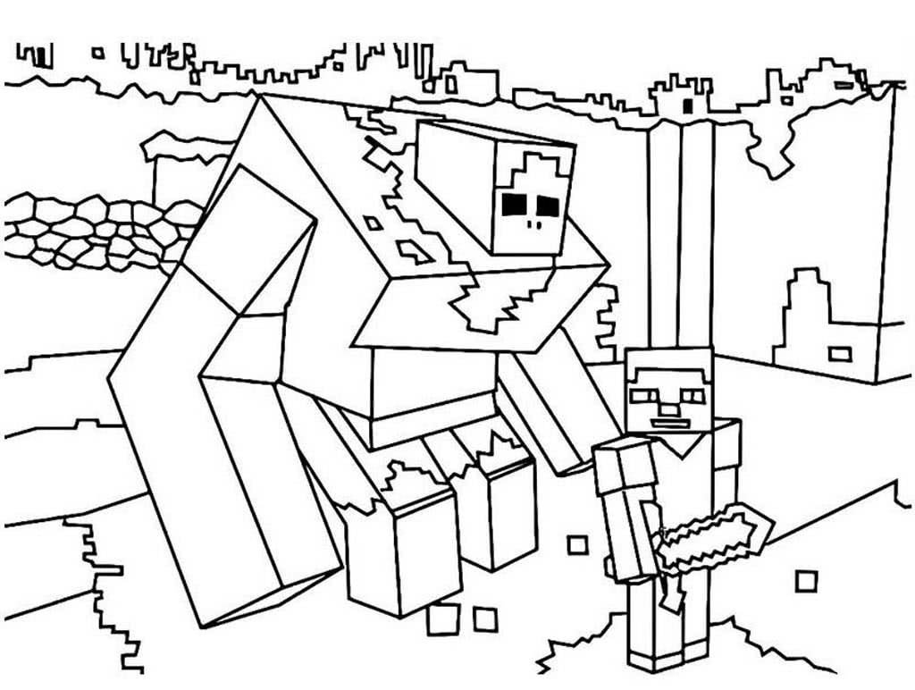 Раскраска «Зомби Minecraft»
