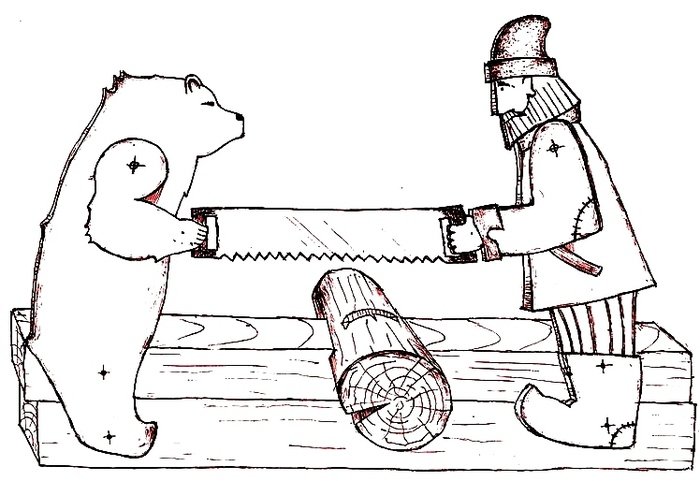 Богородская игрушка Кузнецы Кот и Мышь под роспись (Р45/938)