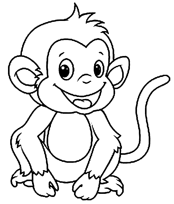 Контурное декоративное изображение обезьяны стилизованное в этническом стиле. Раскраска