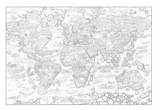 Карта-раскраска Карта мира Животные - Купить оптом в компании Бумбарам