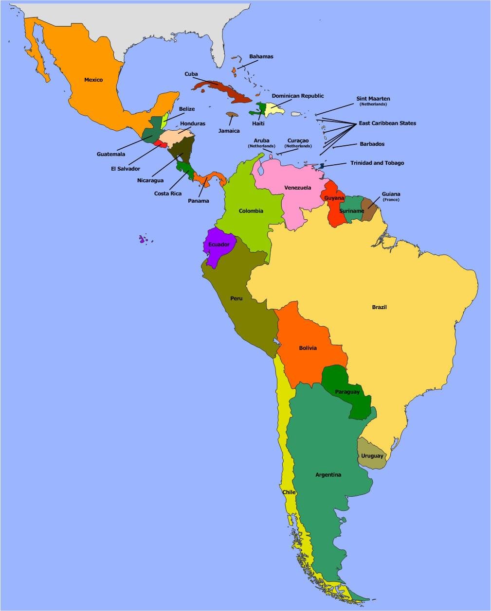 Найдите на карте государства латинской америки названные. Политическая карта Латинской Америки со странами. Латинская Америка политическая карта на русском. Карта Южной и Латинской Америки. Политическая карта литанкий Америки.