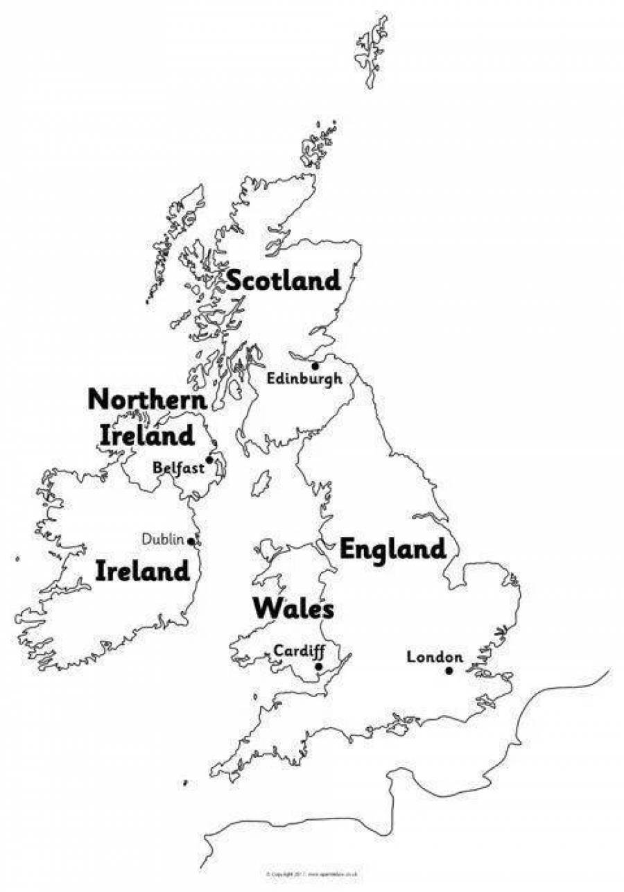 Великобритания на контурной карте. Контурная карта Великобритании. Контурная карта Британии на английском языке. Карта Великобритании черно-белая. Карта британских островов на английском языке.