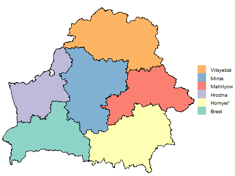 Карта Беларуси контур