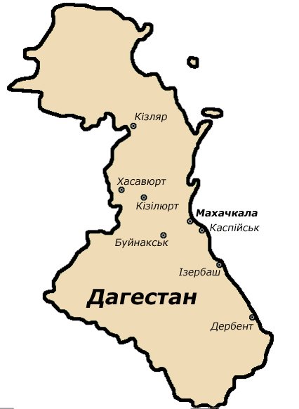 Республика Дагестан на карте