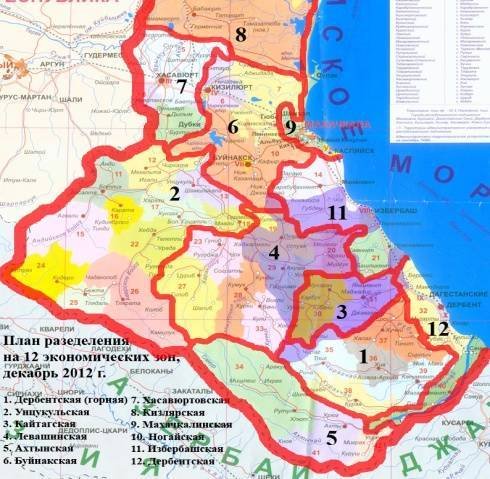 Территория Дагестана на карте