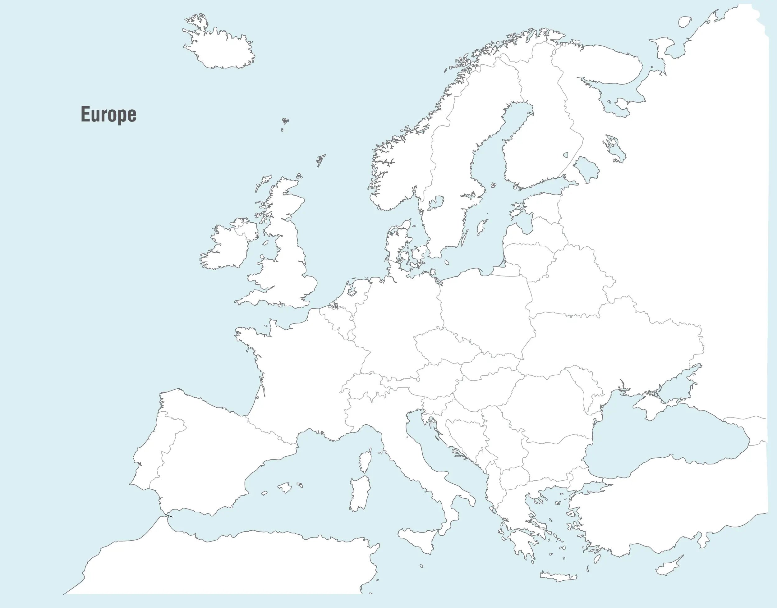 Europa und. Контурная политическая карта Европы с границами государств. Карта Европы с границами государств. Карта Европы Бевс стран. Карта Европы белая с границами.