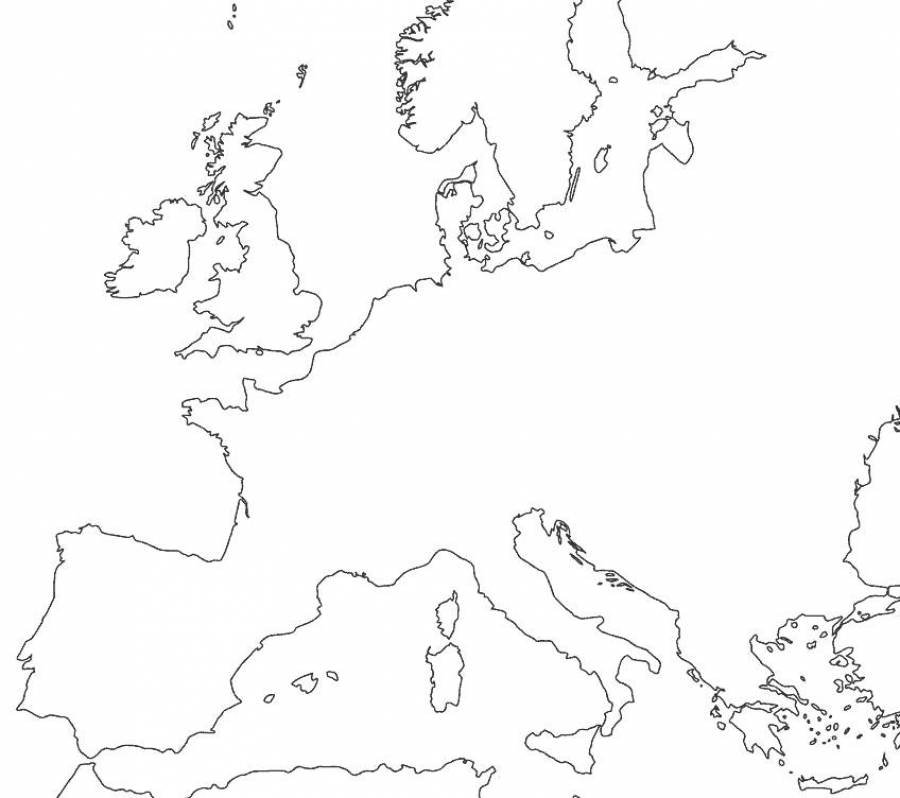 Контурная карта Европы без границ государств. Карта Европы пустая с границами. Карта Европы черно белая без границ. Пустая карта Европы с границами стран. Белая пустая карта