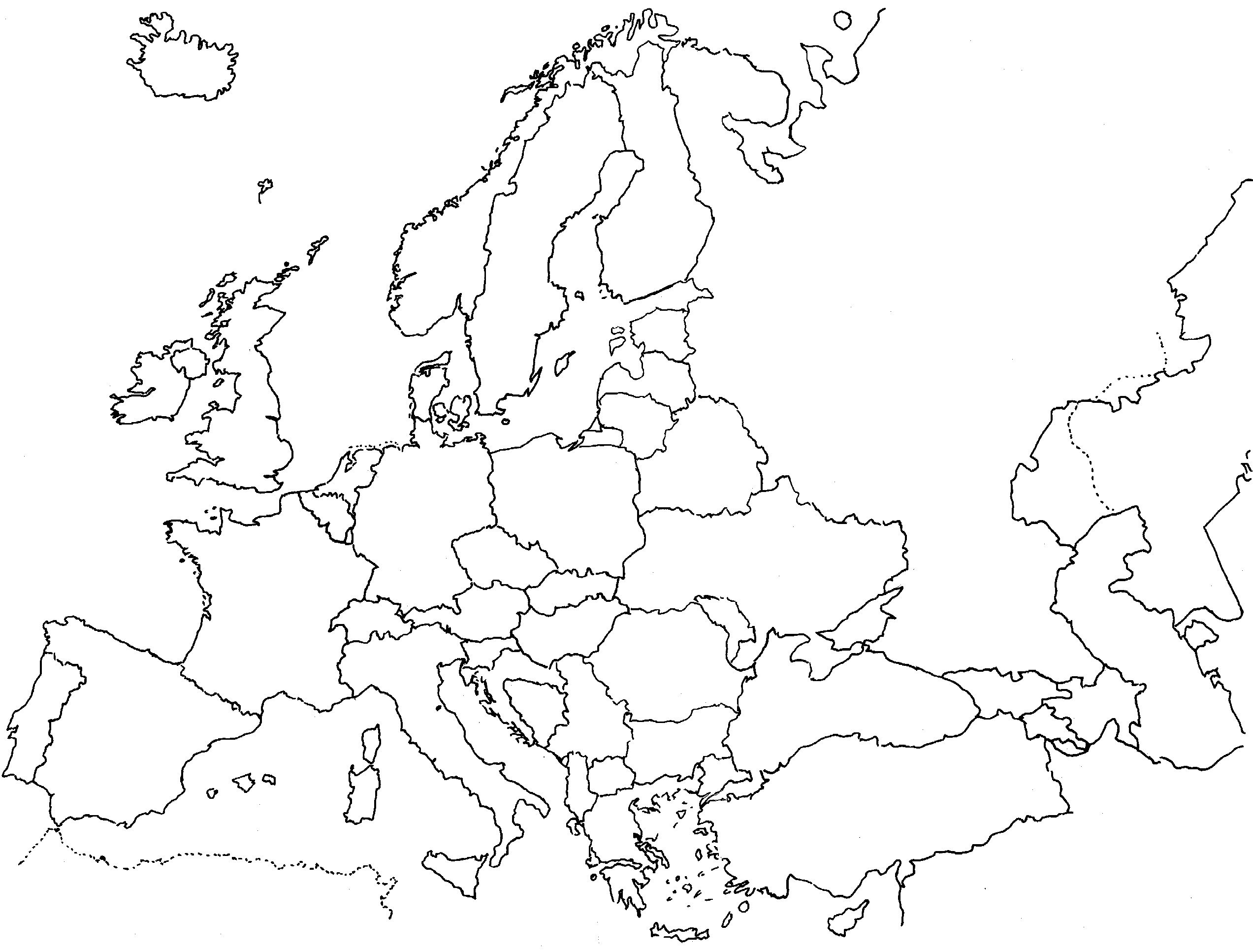 Европа Контурная Карта