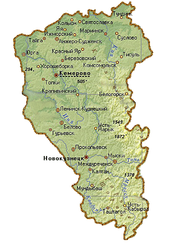 Карта Кемеровской области