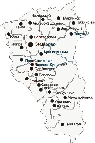 Контурная карта Кемеровской области