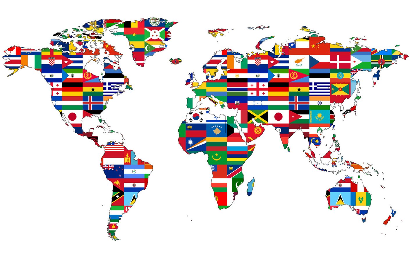 Купить страну в мире. Карта с флагами.