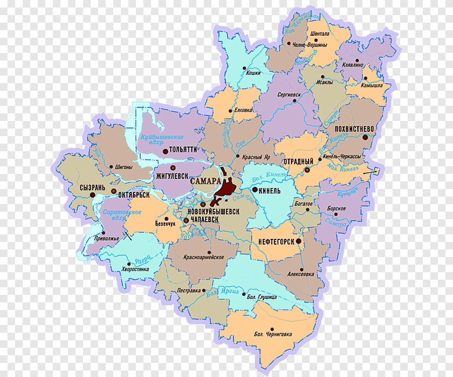Районы Самарской области. Карта Самарской области. Карта Самарской области по районам. Границы Самарской области на карте.