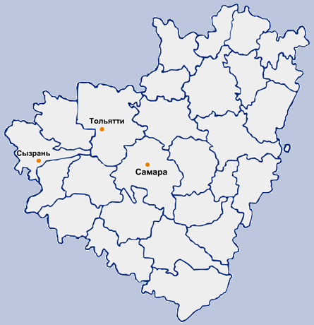 Карта Самарской области контурная карта