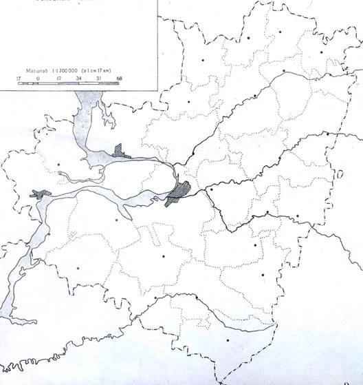 Физическая карта Самарской области контурная карта