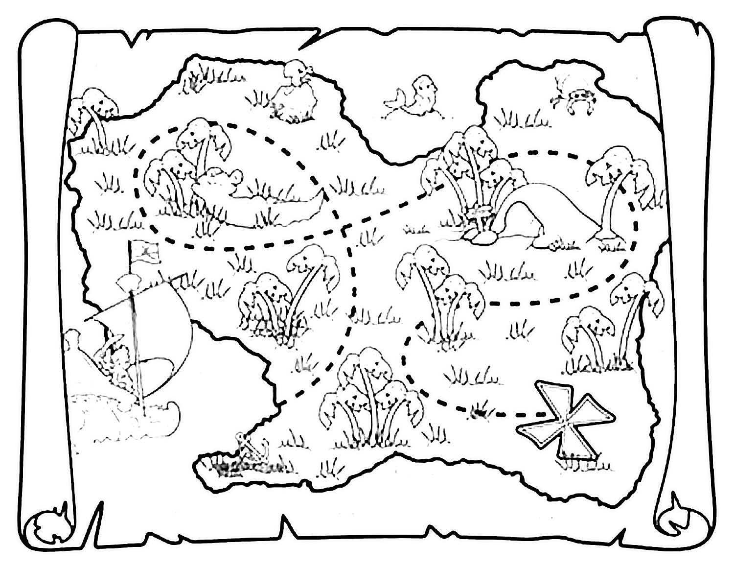 Раскраска Карта Сокровищ