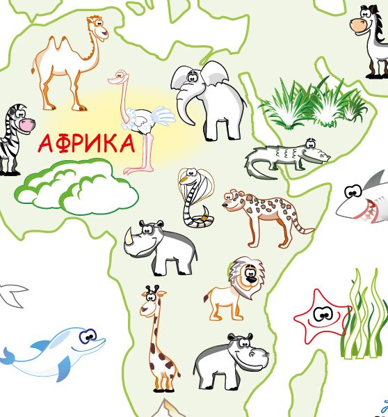 Карта с животными для детей