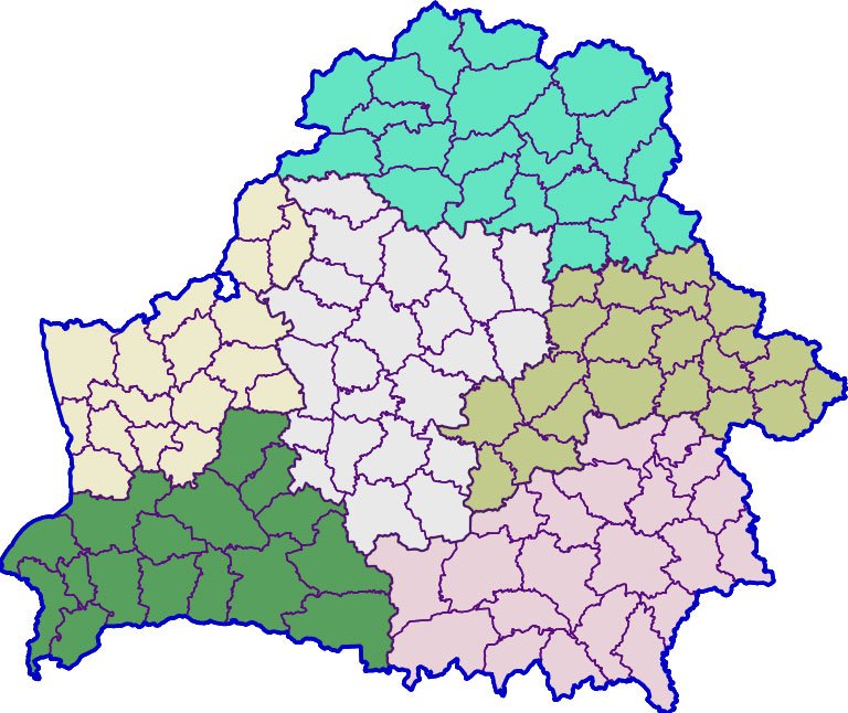 Карта беларуси с районами