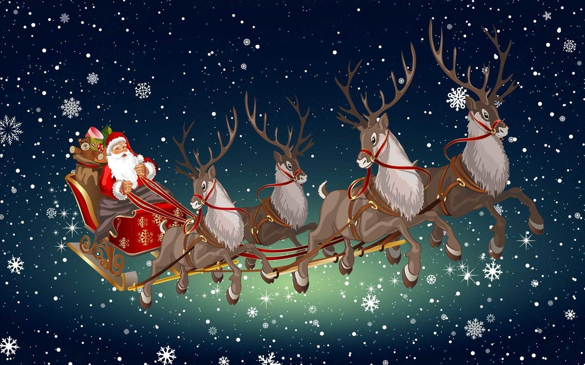 Раскраски Дед Мороз с Оленями — Распечатать бесплатно