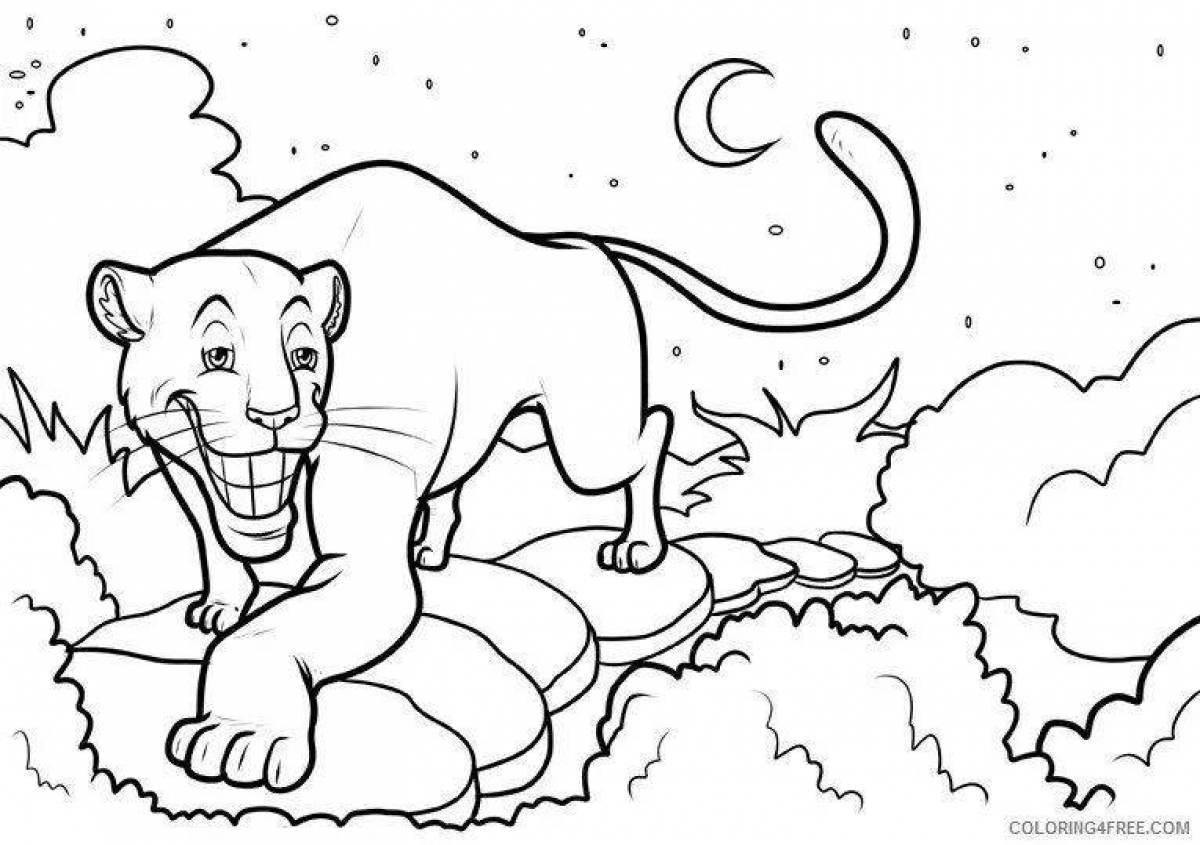 Раскраска Пантера | Раскраски диких животных для малышей. Простые раскраски с дикими зверями