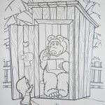 Маша и медведь домик раскраска
