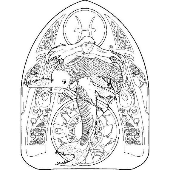 Знак зодиака рыбы раскраска